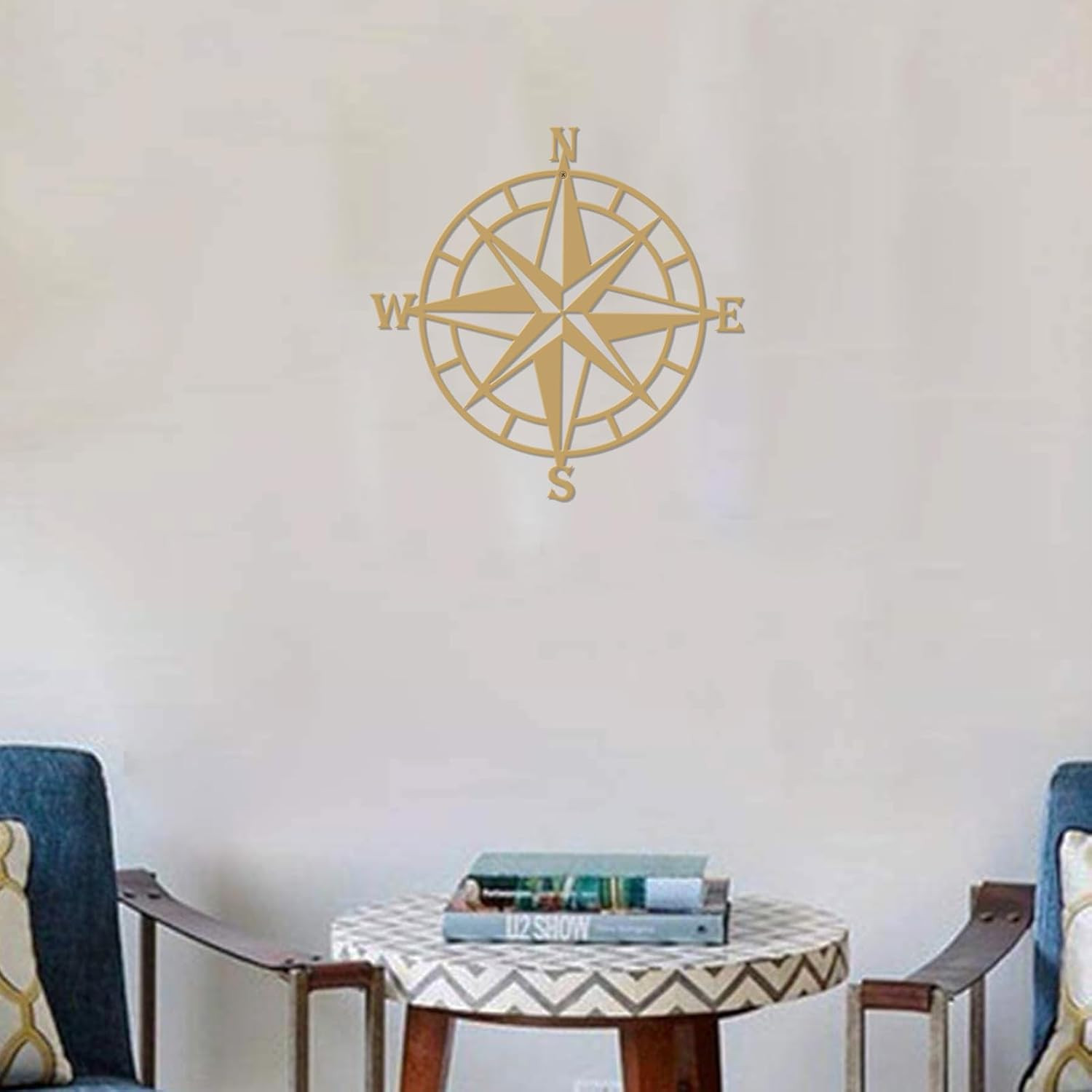 ESTART 11 Inches Metal Decorative Nautical Compass Wall Decor, Living Room