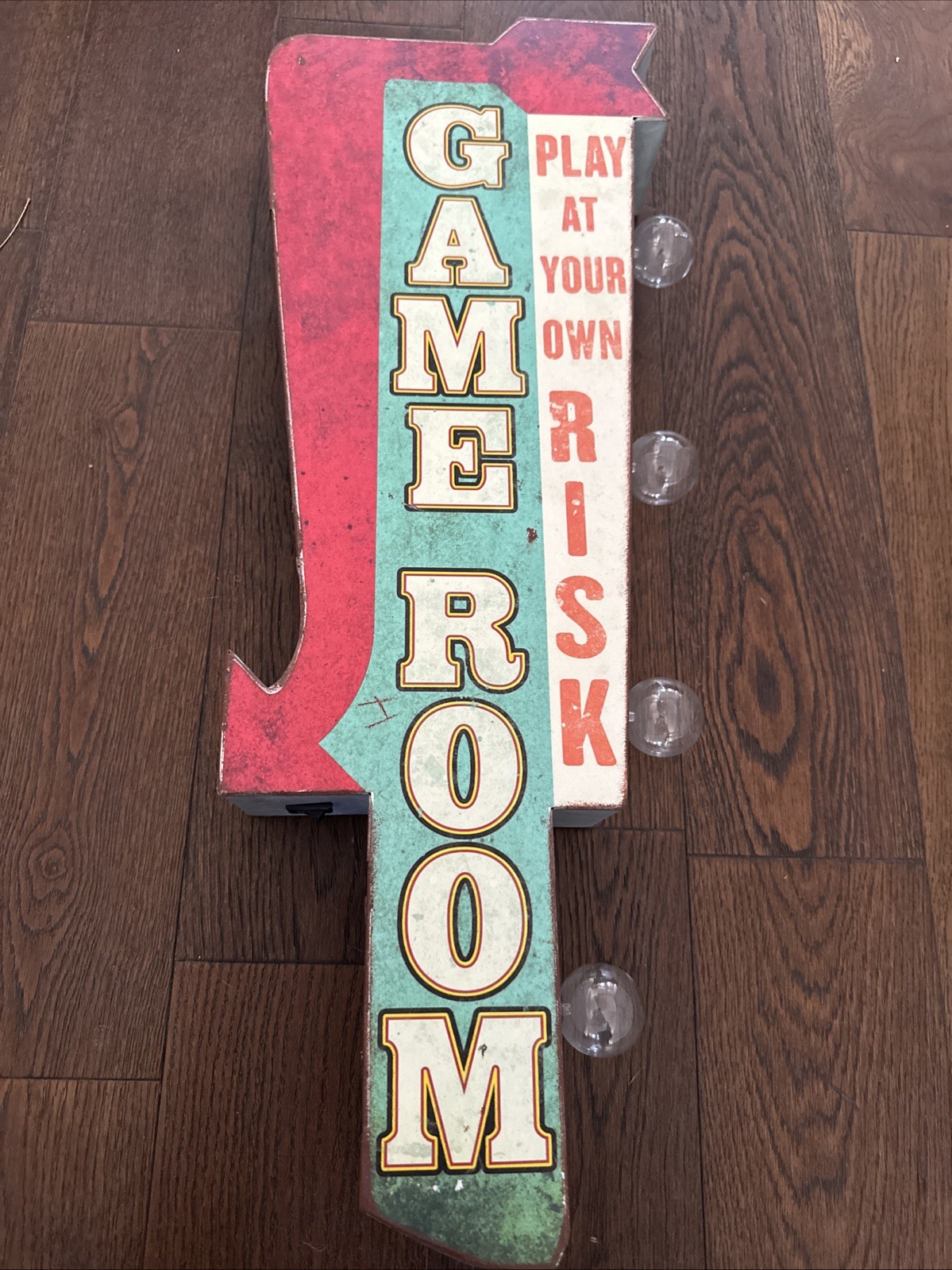 GAME ROOM Vintage Style Rustic Metal LED Marquee Sign, Garage, Bar, Man Cave 25″