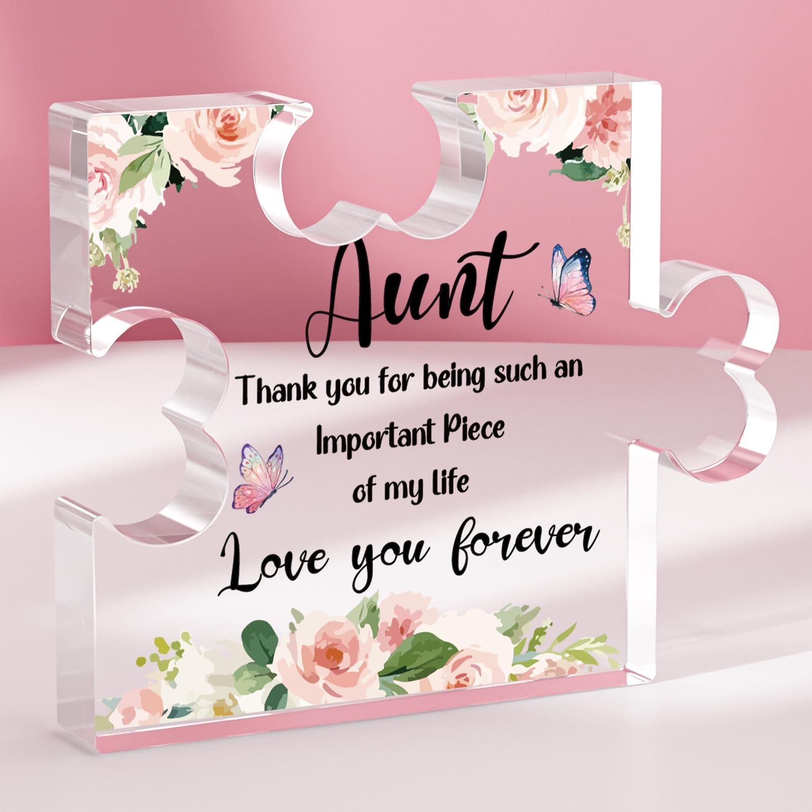 Aunt Birthday Gifts from Niece Nephew, 3.9 * 4.8in Acrylic Puzzle Plaque Sign…