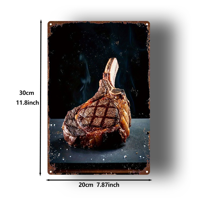 Metal Steak Sign 8×12 Inches Rustic Iron Wall Art