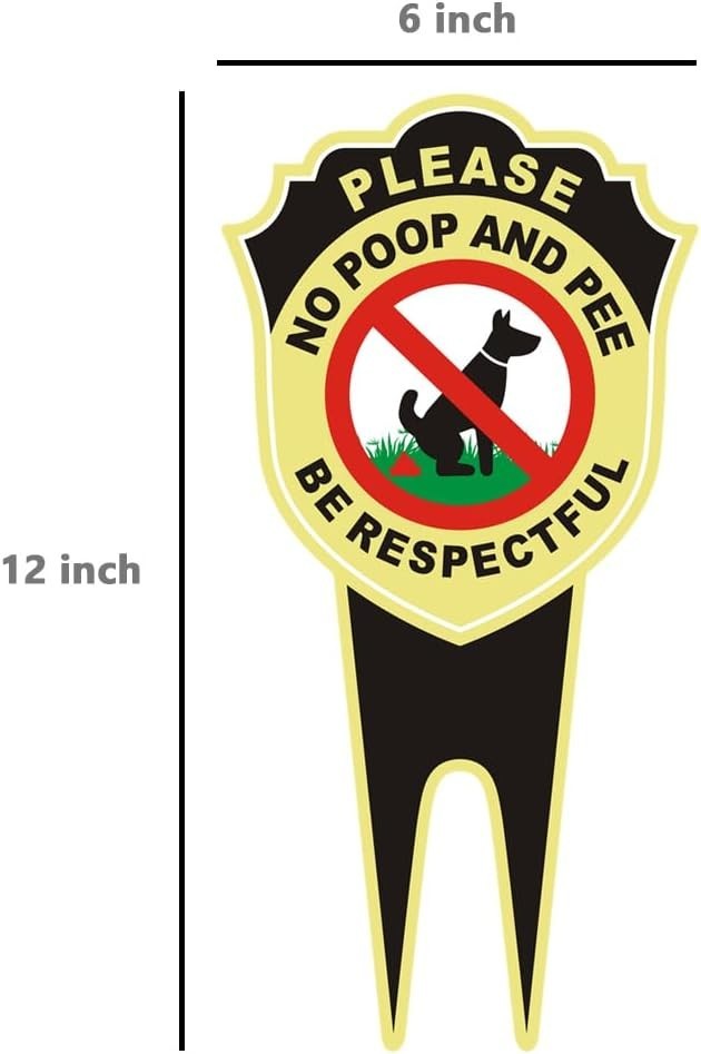 2 Pack 12″ X 6″ Double Sided No Poop Signs with Stake for Yard Please Be Respect