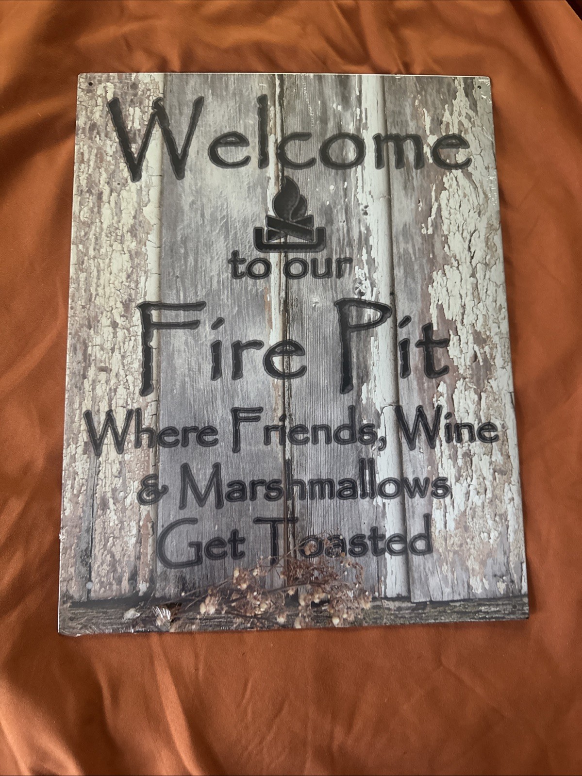 New Welcome To Our Fire Pit Decorative Metal Tin Sign Made in the USA