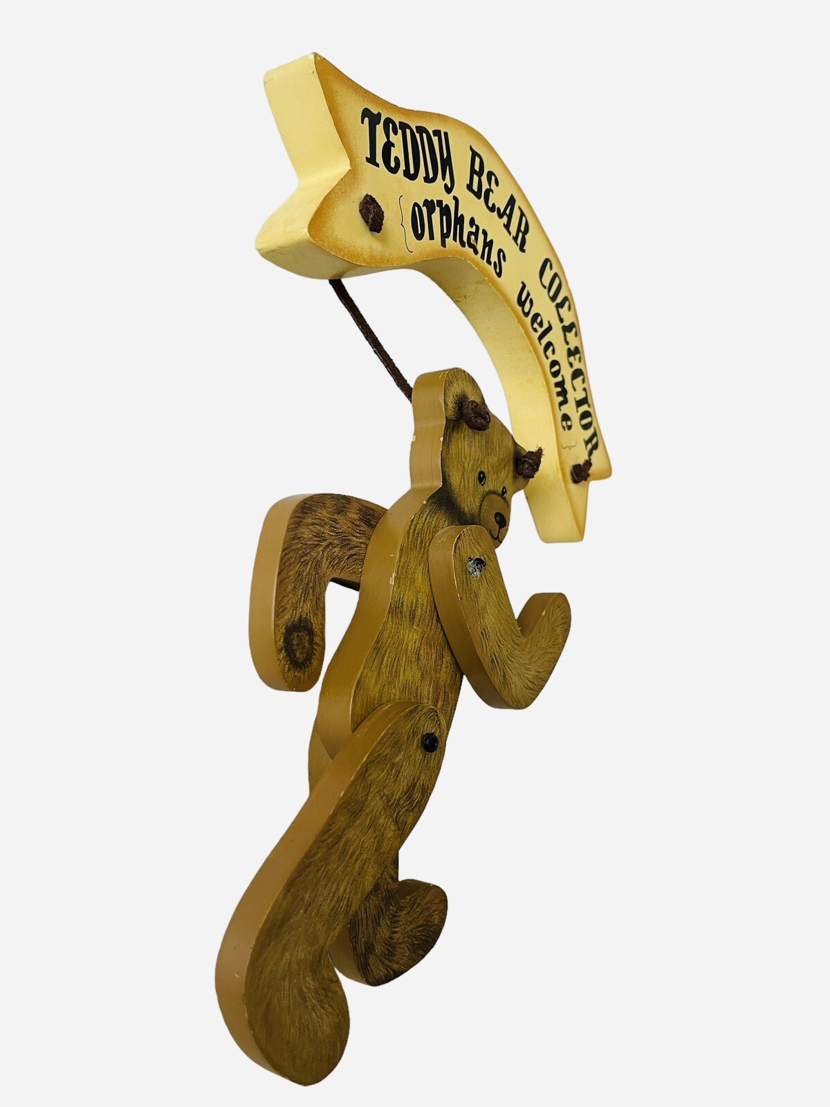 Teddy Bear Collector Orphans Welcome Articulated Jointed Wood Wall Decor 1992