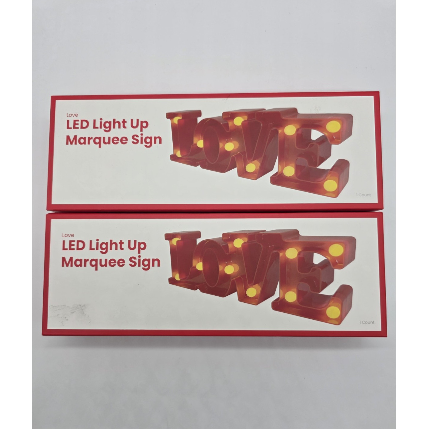 Titan Red LOVE LED Battery-Operated Marquee Sign 12x4in NL-Love AAA set of 2