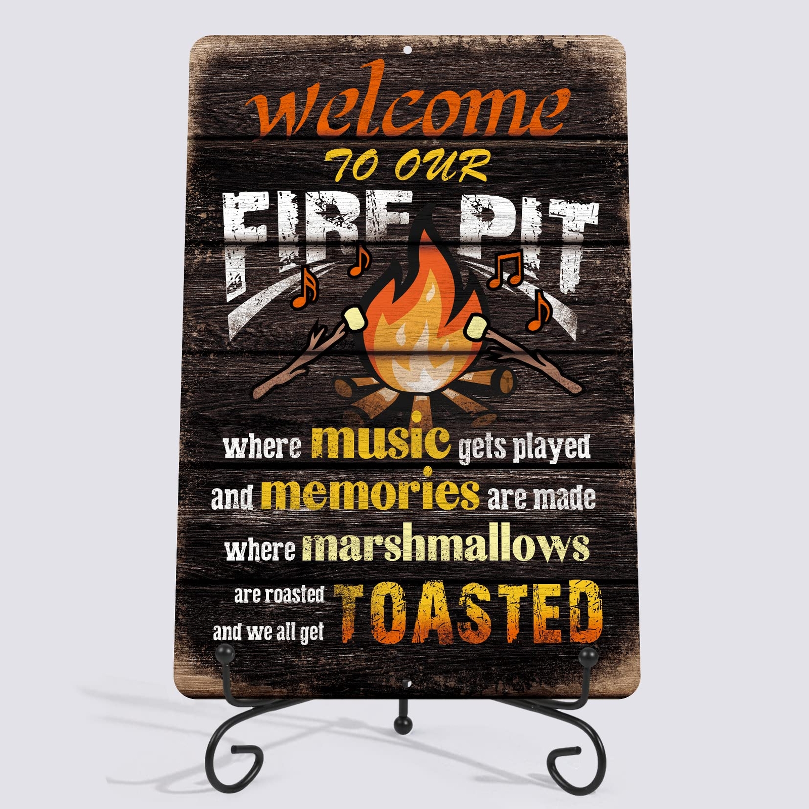 Welcome to Our Fire Pit Tin Sign 8″x12″ Indoor Outdoor Decor