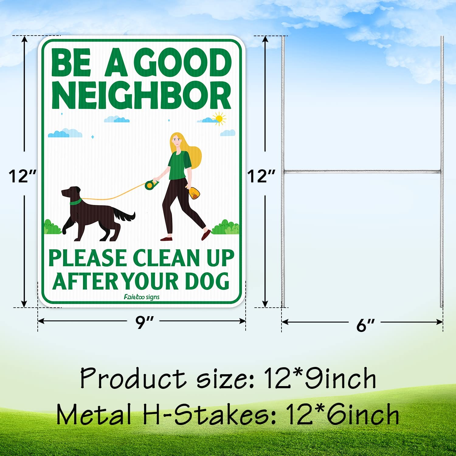 Be a Good Neighbor Clean Up After Your Dog 12 x 9 Inches Yard Sign with Metal…