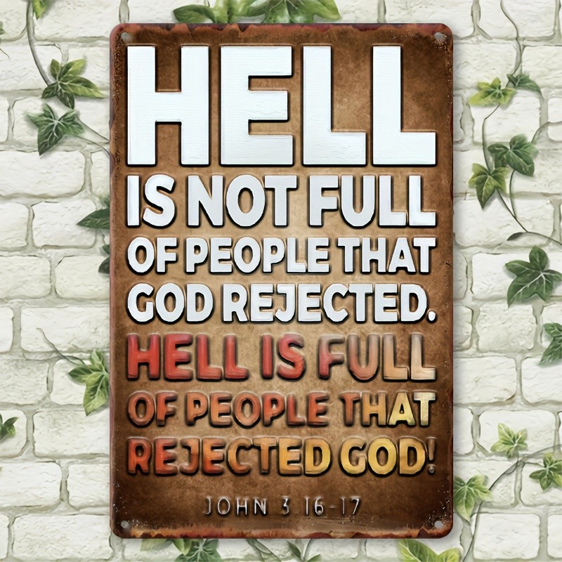 Vintage Religious Metal Tin Sign Bible Verse Plaque Inspirational Wall Decor