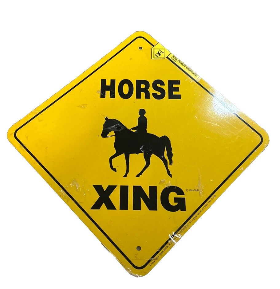 Vintage 1986 2000 Horse Xing Sign Aluminum 12 in X 12 in #20412