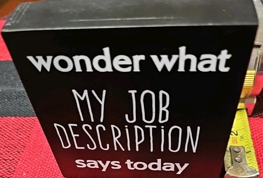Wonder What My Job Description Says Today Black And White Wood Sign 4 And 1/2 In