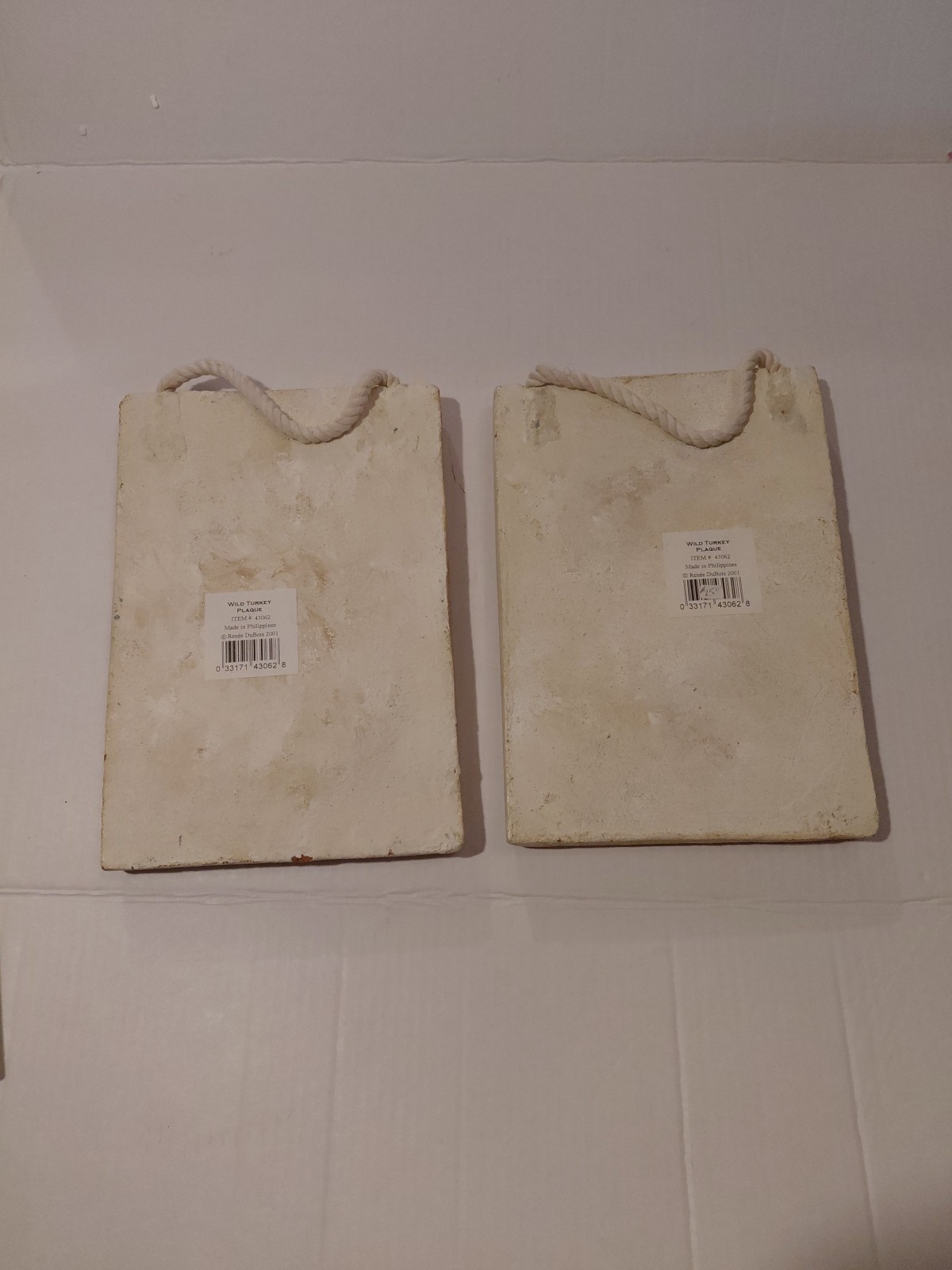 Plaster Wild Turkey Plaques Item 43062 Two Renee Dubois Hanging 11″x8″ Wall Art