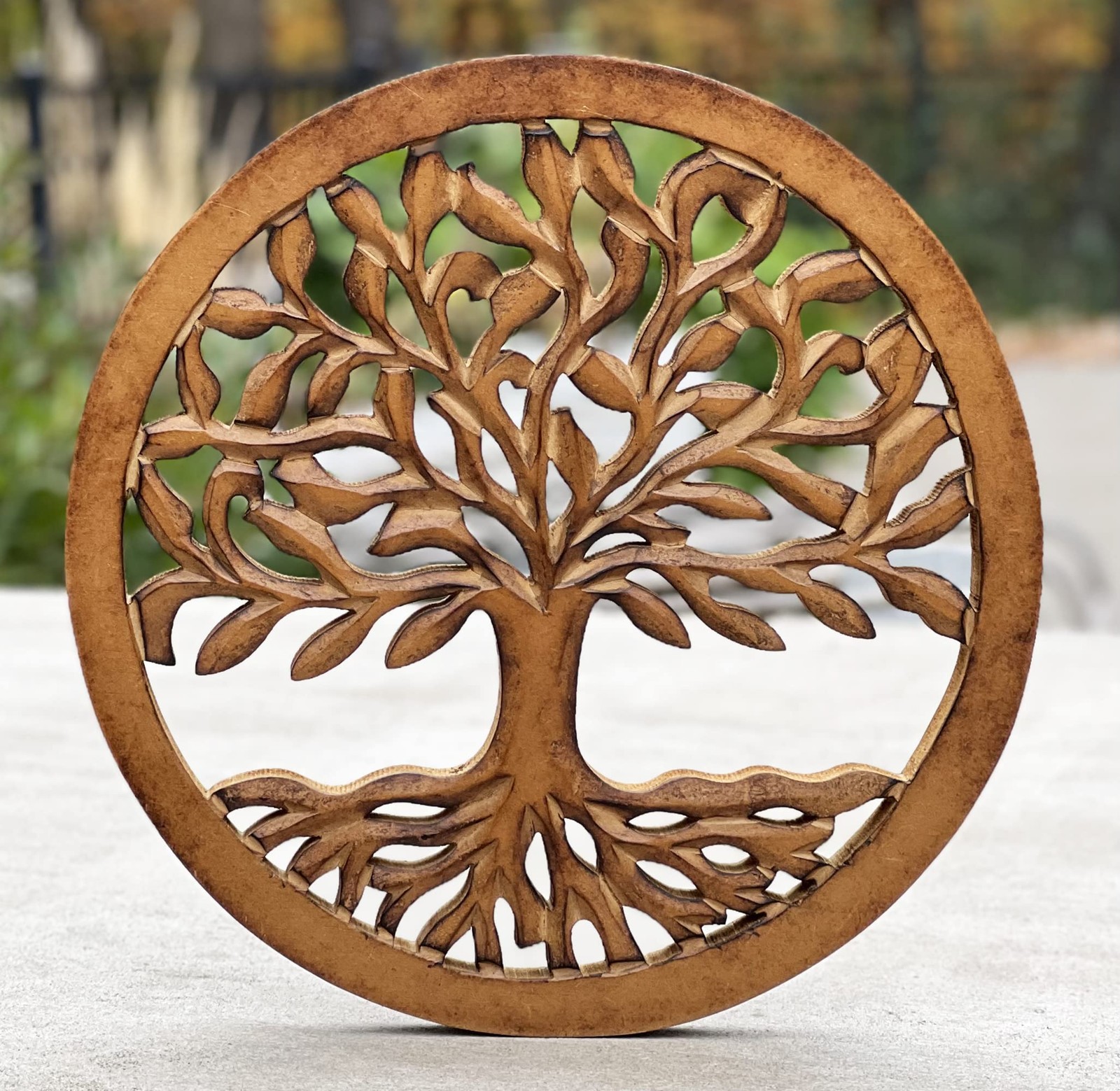 Handcrafted Wooden Tree Of Life Wall Decor Hanging Art (Brown)