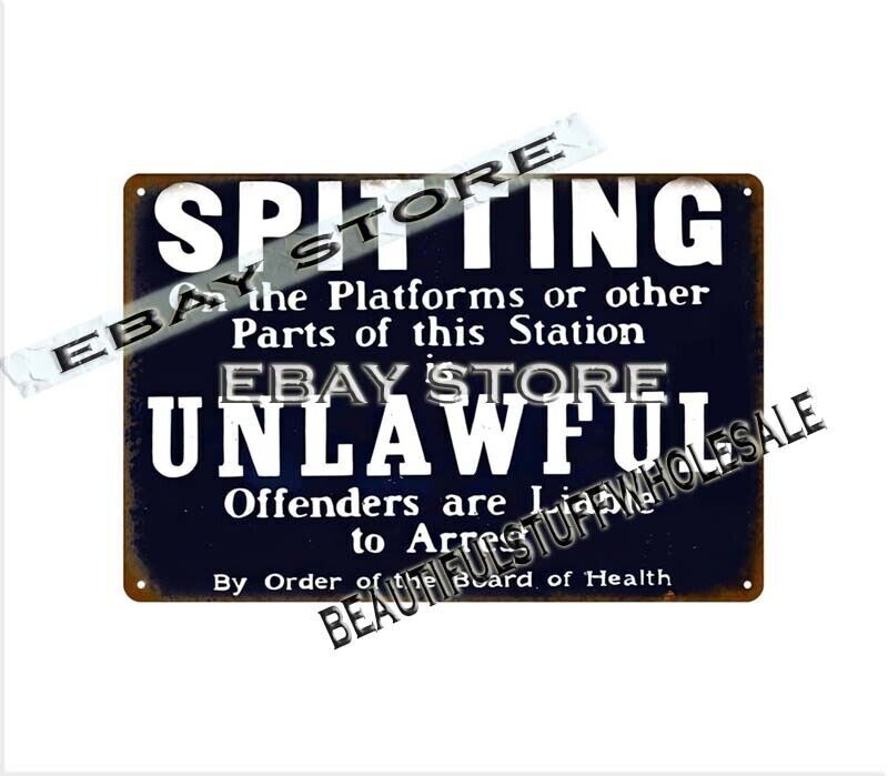 wall art ideas bedroom Spitting Unlawful Subway Station metal tin sign