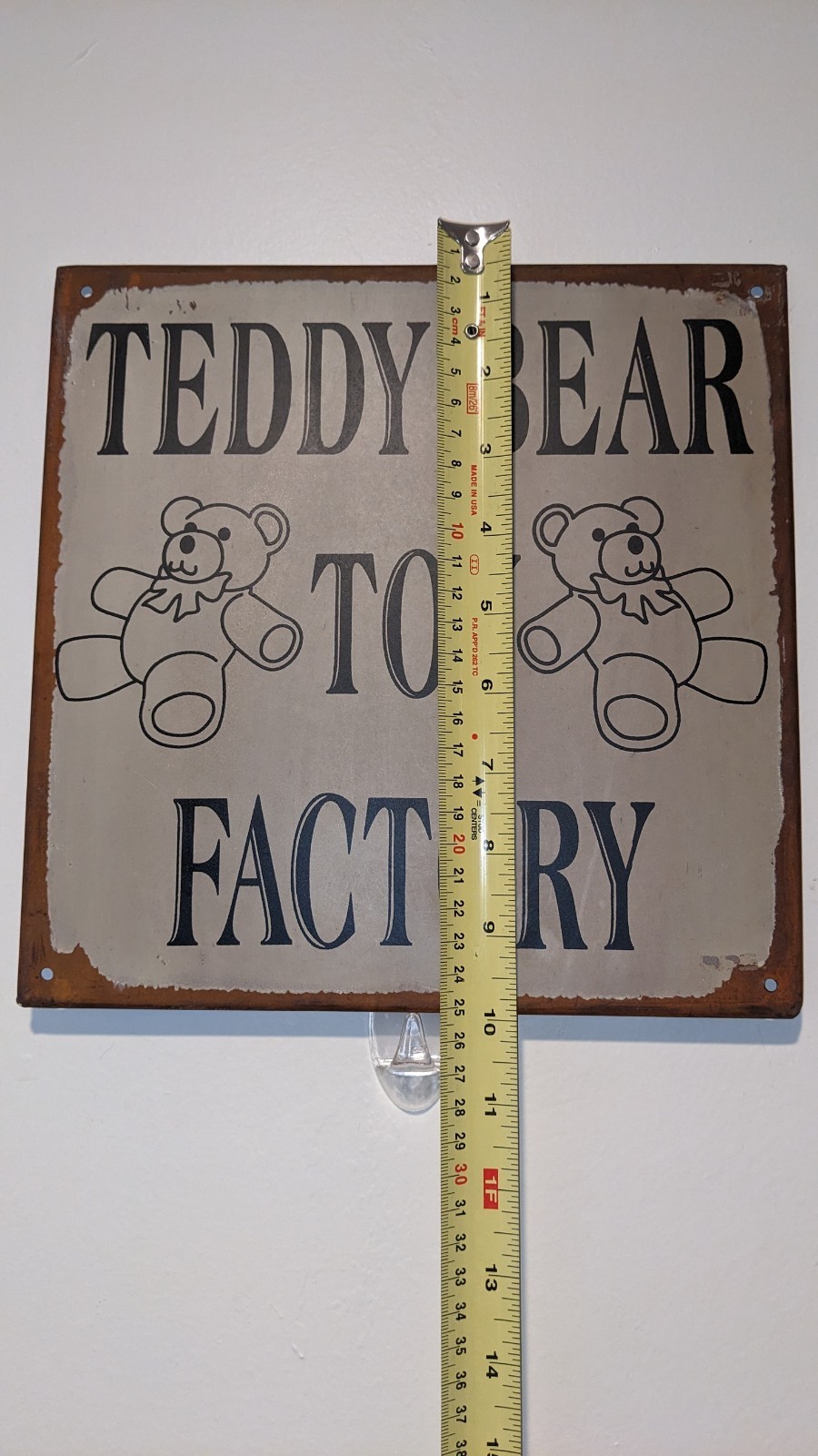 Teddy Bear Toy Factory 10″x10″ Rustic Metal Sign – Vintage Look – NEW