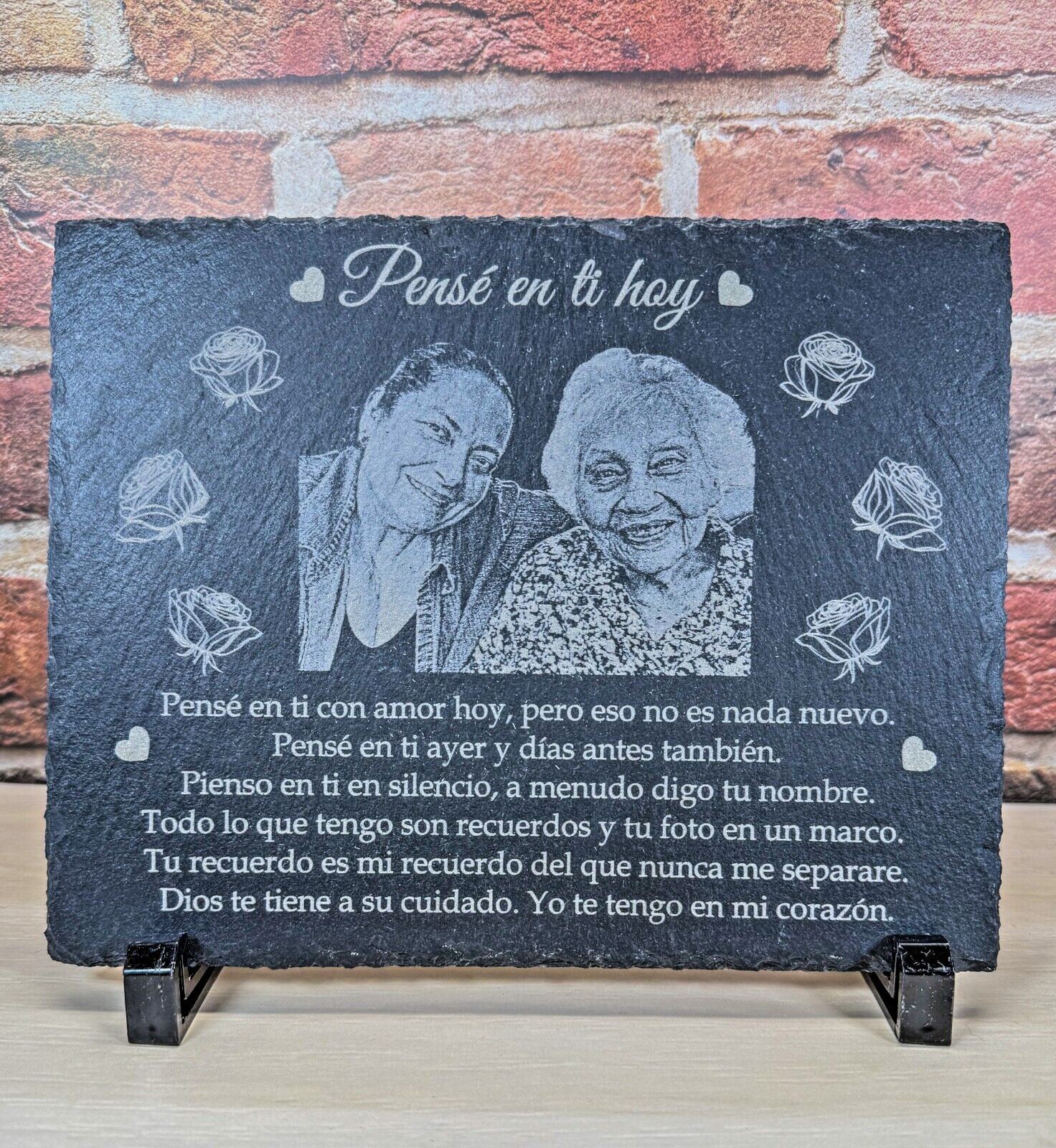 Custom Rectangular Slate Memorial Plaque 9″ x 7″ with plastic feet