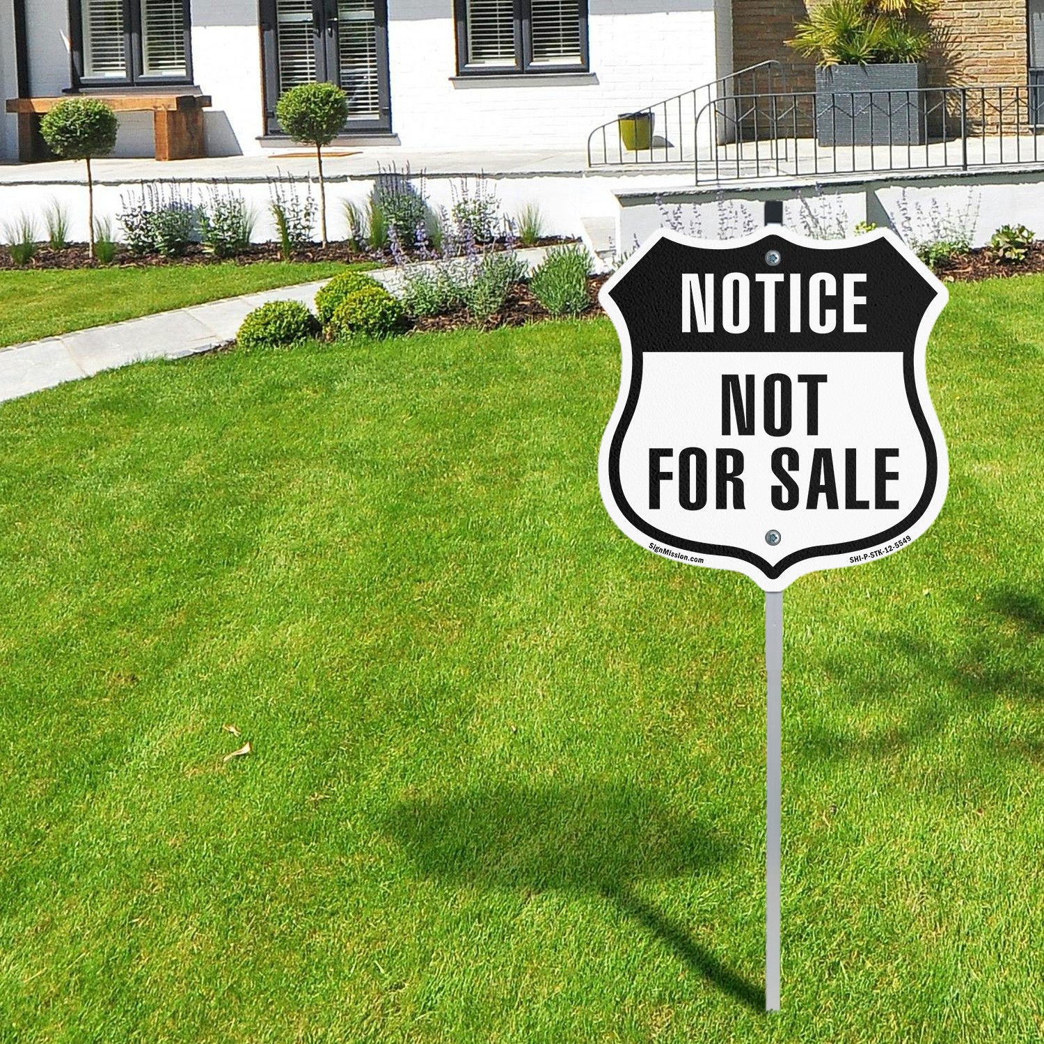 Notice Not For Sale Shield Shaped Sign With Stake Crafted in the USA