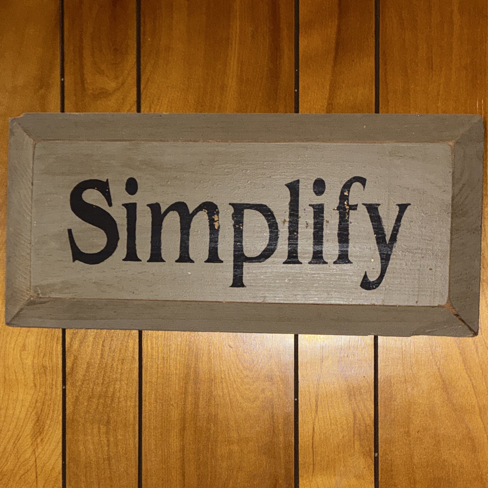 Rustic Inspirational Wood Sign “Simplify” Gray/Black Rectangle Horizontal Decor