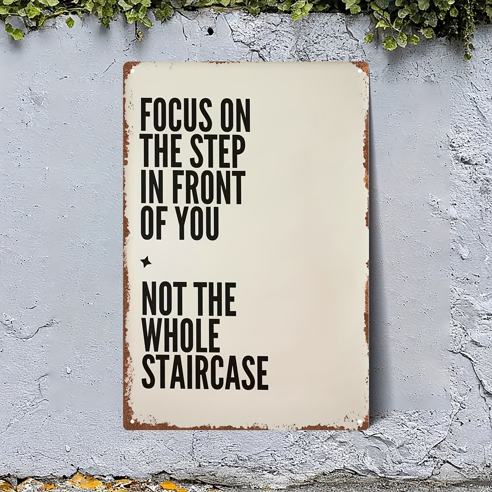 2D Metal Motivational Wall Plaque 8×12 Beige Black Focus Board