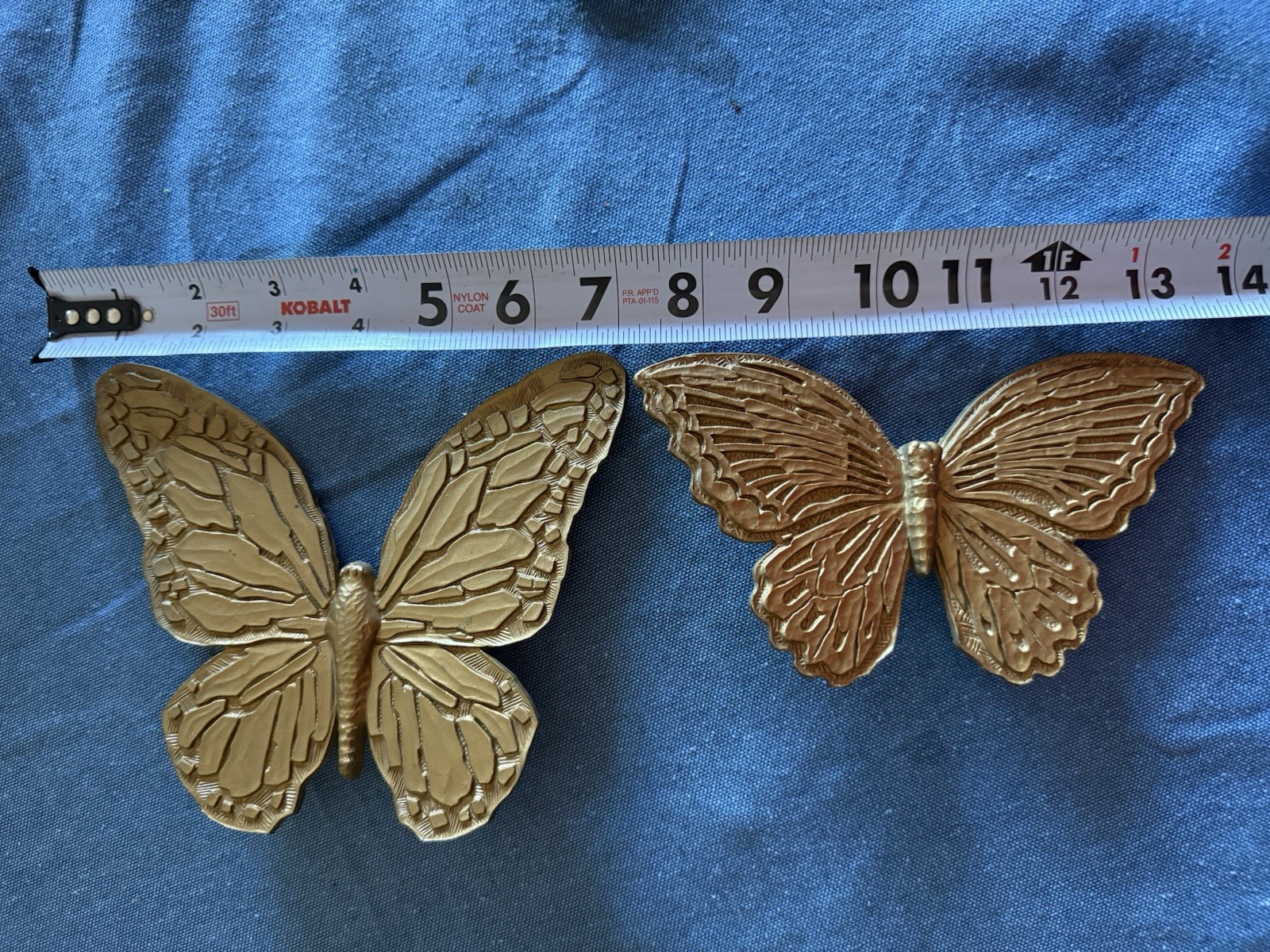 Vintage Gold Tone Butterfly Wall Decor Set of 2 Small T7040 T7041 made in the US