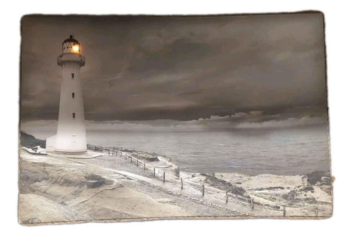 Lighted LED Lighthouse Canvas Wall Art Nautical Coastal Decor 24×16 inch