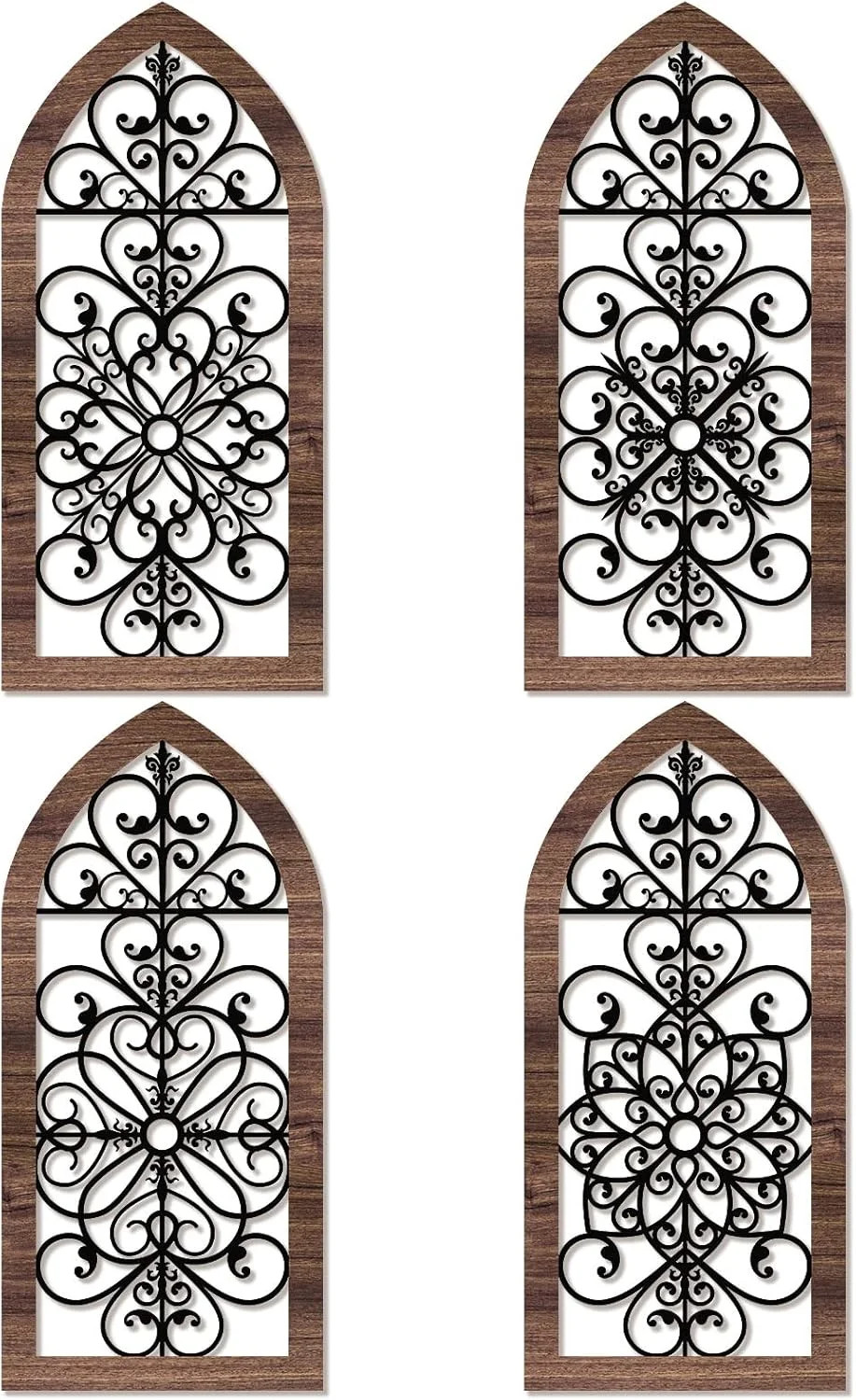 4 Pieces Thicken Rustic Wood Wall Decor Arch Modern Farmhouse Wall Art Decor Woo