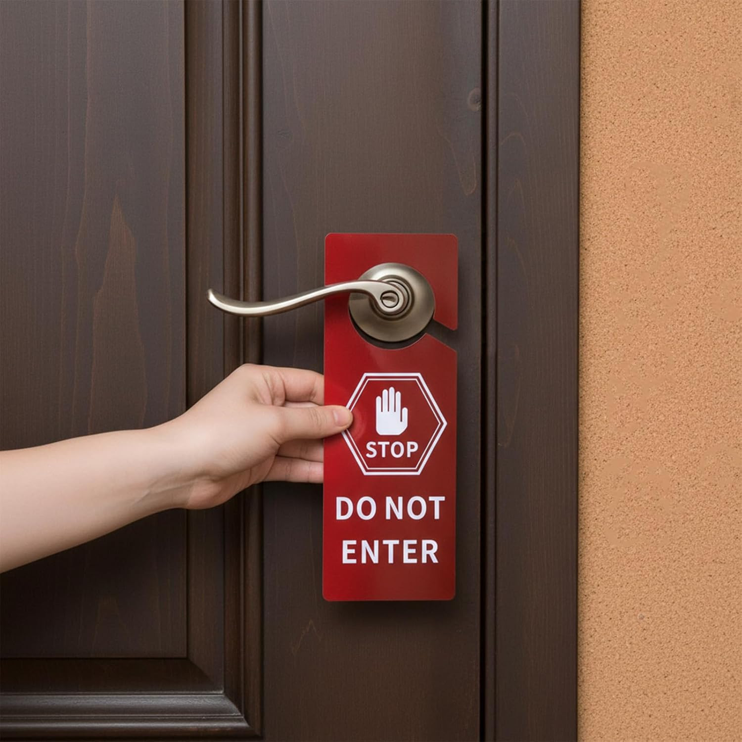 Stop Do Not Enter Door Hanger Sign, 2 Packs 3.5 X 9.5 Inch Double Sided Funny St