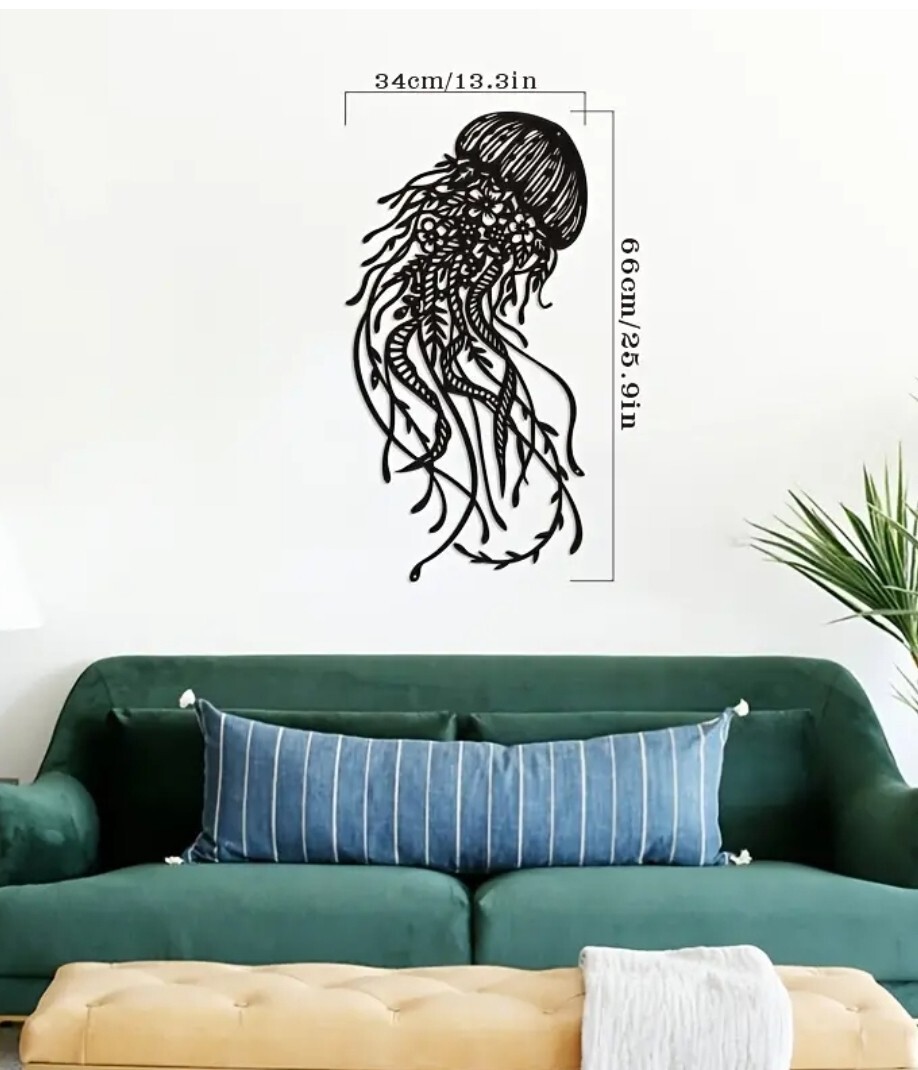 Jellyfish Metal Sign Jellyfish Metal Art Sea Life Wall Art Beach House Decor