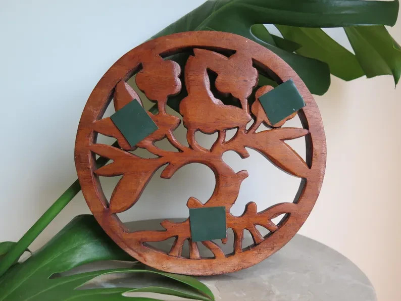 Hawaii Hand Made Solid Wood Polynesian 8″ Tree of Life Engraved Carving