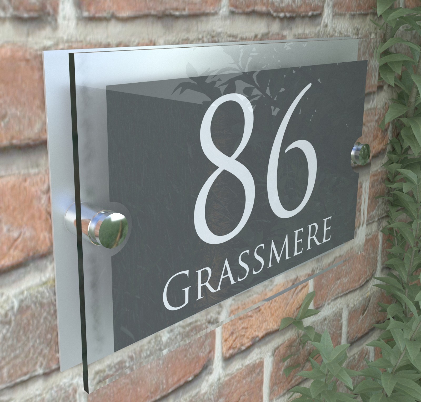 House Number Plaques Glass Effect Acrylic Signs Door Plates Name Wall Display