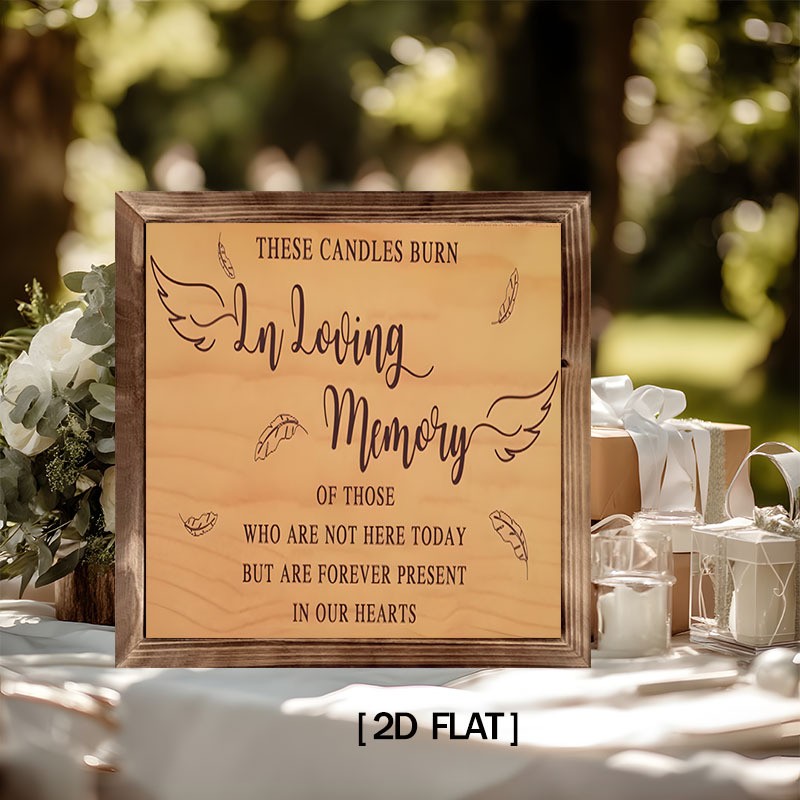 In Loving Memory Wooden Sign Memorial for Loved Ones Decor 2D Flat Wood Plaque