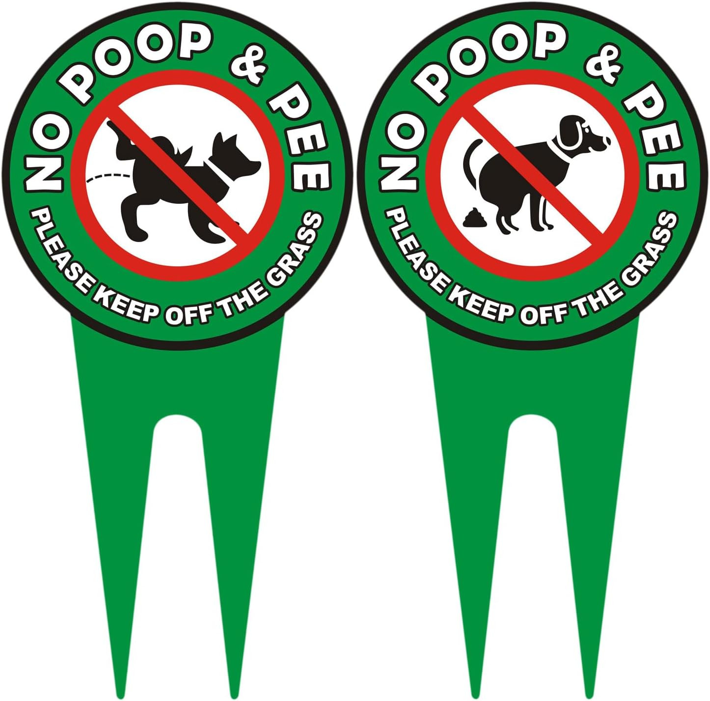 2 PCS No Dog Poop Signs for Yard, 12 X 6 Inch Double Sided PLEASE KEEP off