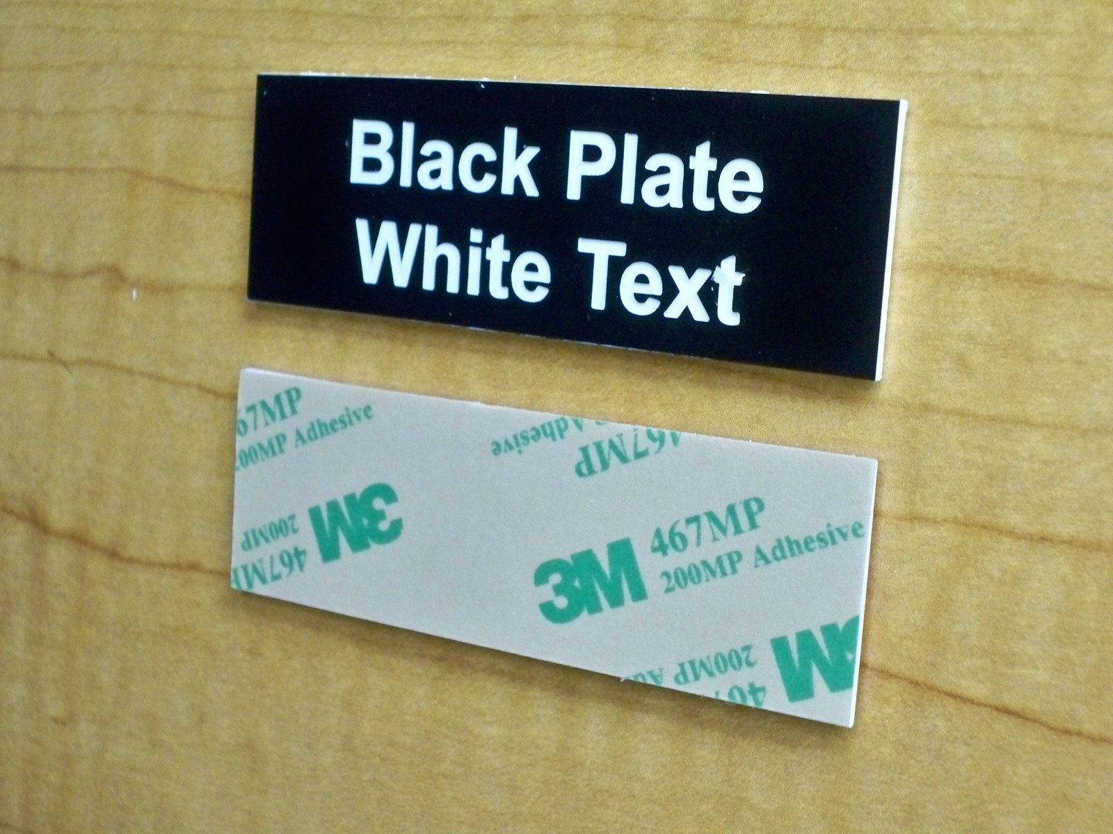 Any Size Custom Engraved Black Plate Plaque Sign Tag Label w/ Adhesive