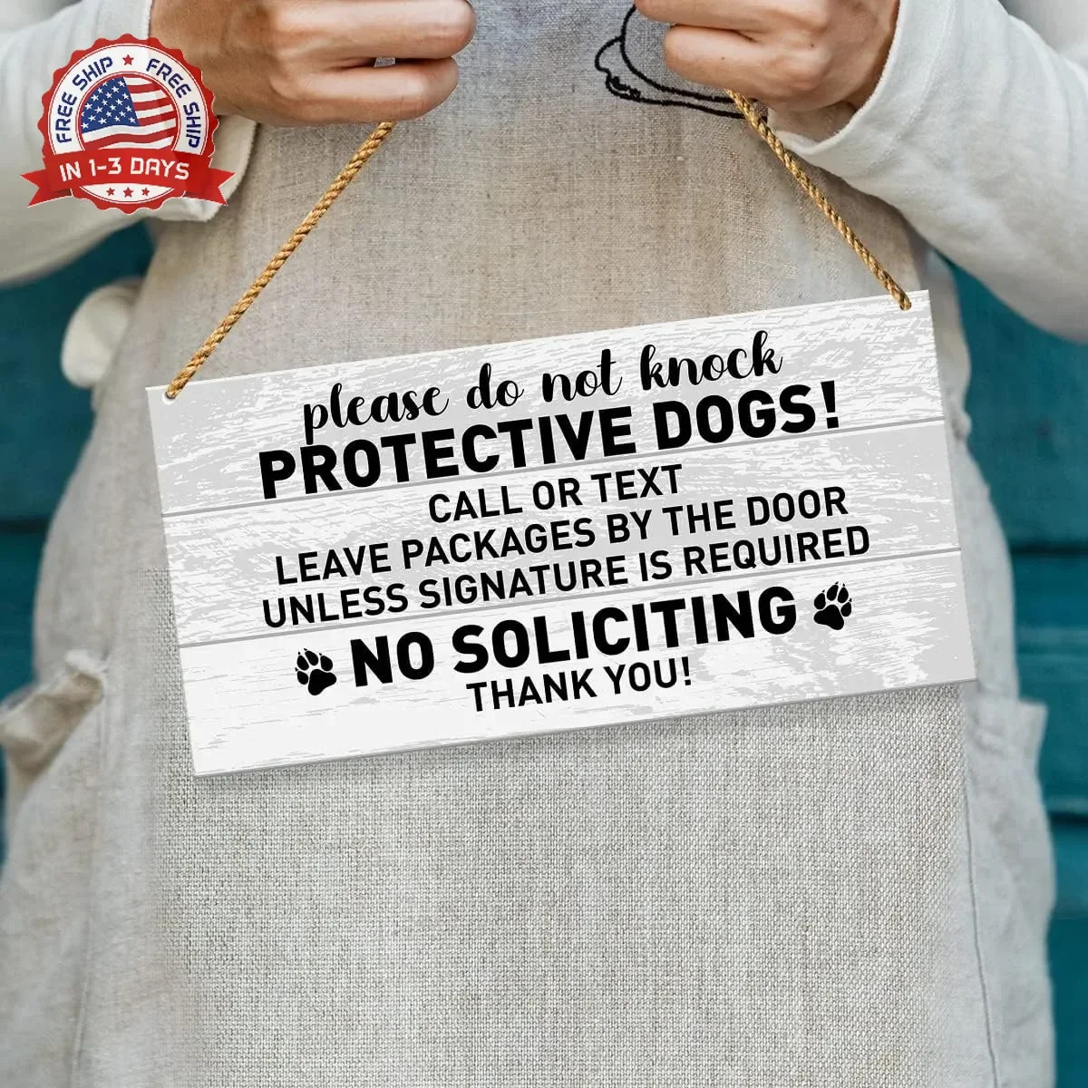 No Soliciting Dog Warning for Home & Yard Decor – Beware of Dog Sign for Front D