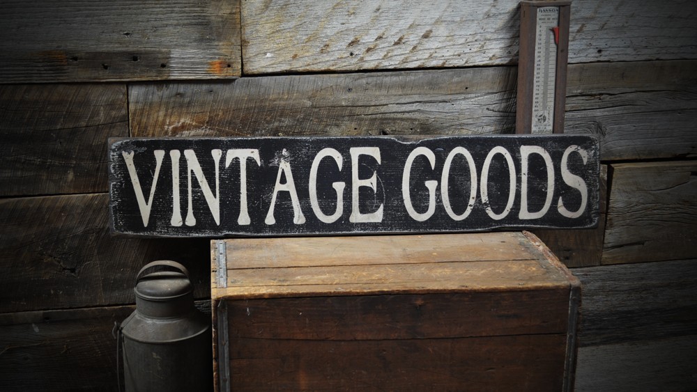 Vintage Goods Distressed Wood Sign – Rustic Hand Made Vintage Wooden