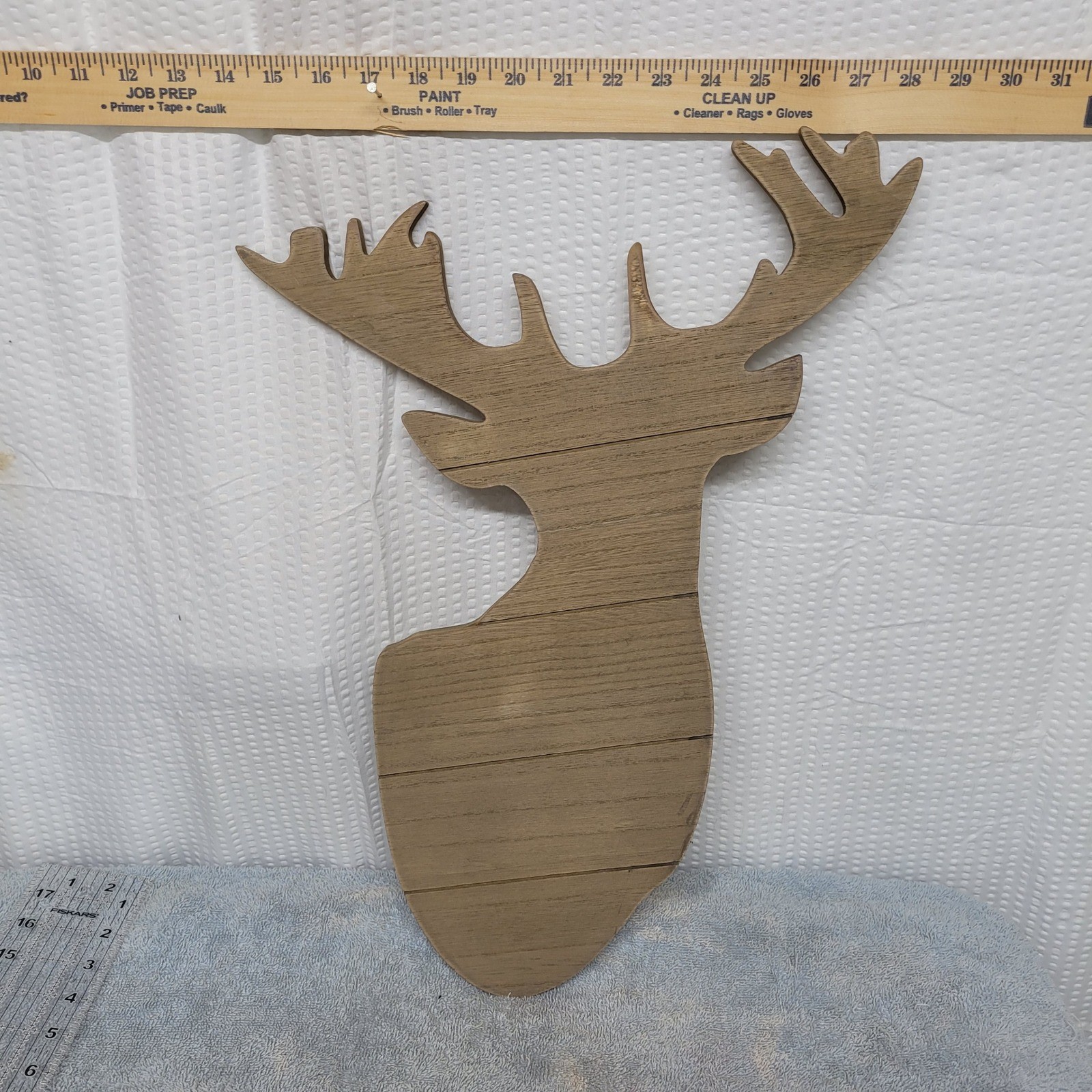 Rustic Wood Grain Deer Head Silhouette Wall Decor Antler Cabin Lodge Art 18×13
