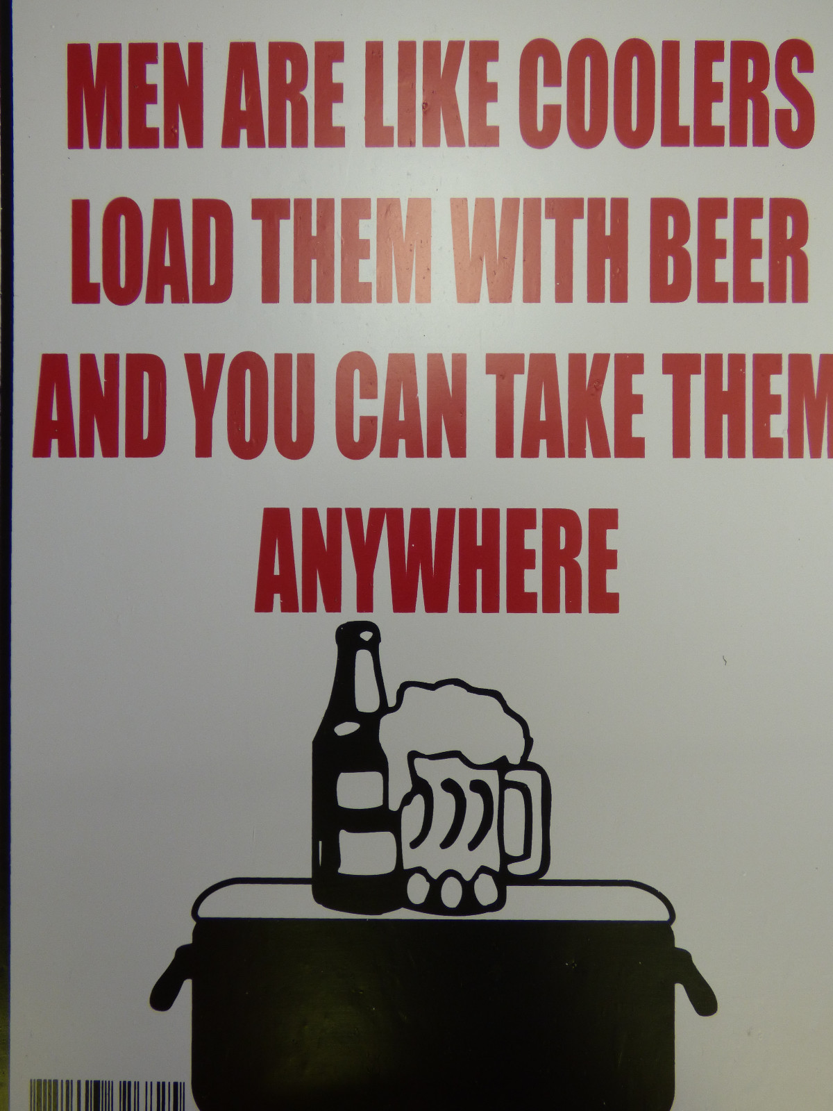 Men are like Coolers fill them with Beer take them anywhere Bar Sign 9×12 N82
