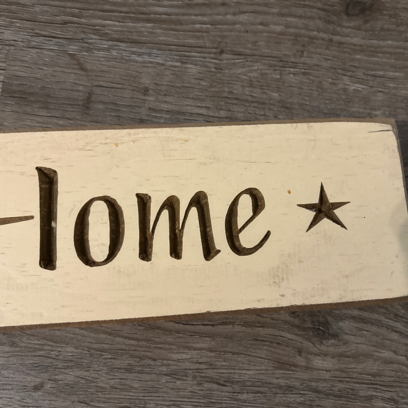 Primitive Home Sweet Home Sign. 24 Inches Long. Words Carved Into Wood
