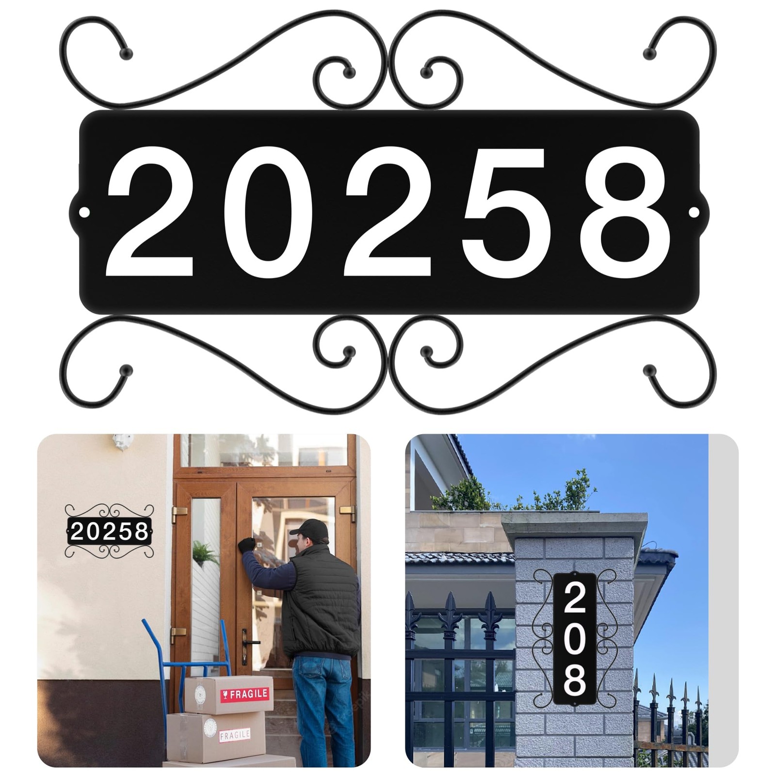 Metal Address Sign 3.5 Inch Numbers Horizontal Vertical Mounted – Easy