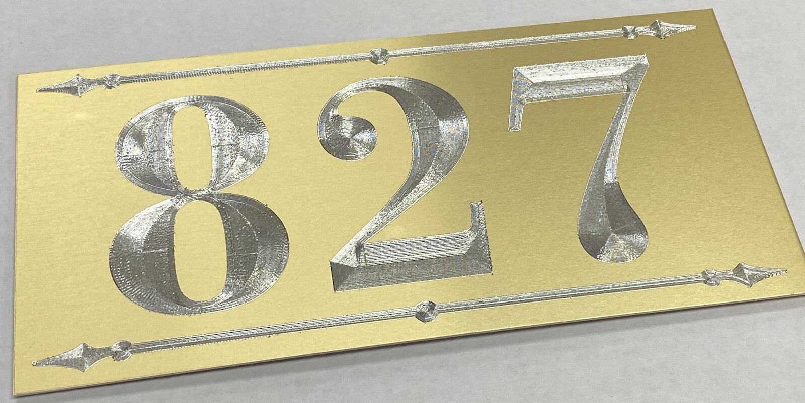 Engraved Personalized Custom House Number Street Address Metal 8×4 Gold Sign