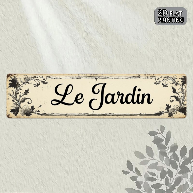 Ornate Scroll Floral Metal Wall Sign Le Jardin French Country Garden Plaque
