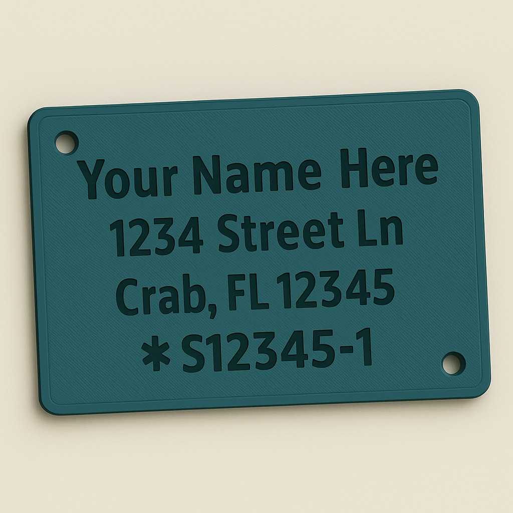 Custom crab/lobster pot ID (identification) name tag (set of 6)