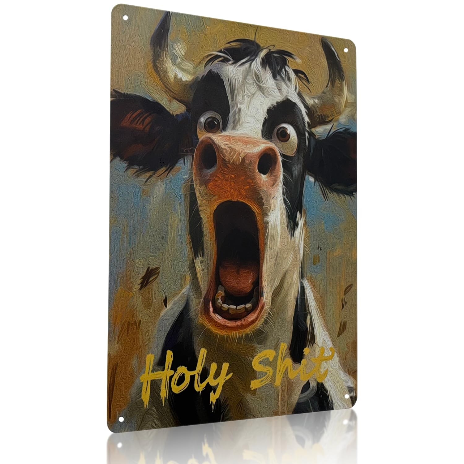 ydaeom Funny Bathroom Decor Tin Signs, Cute Animal Metal Wall 12″L x 8″W, Cow
