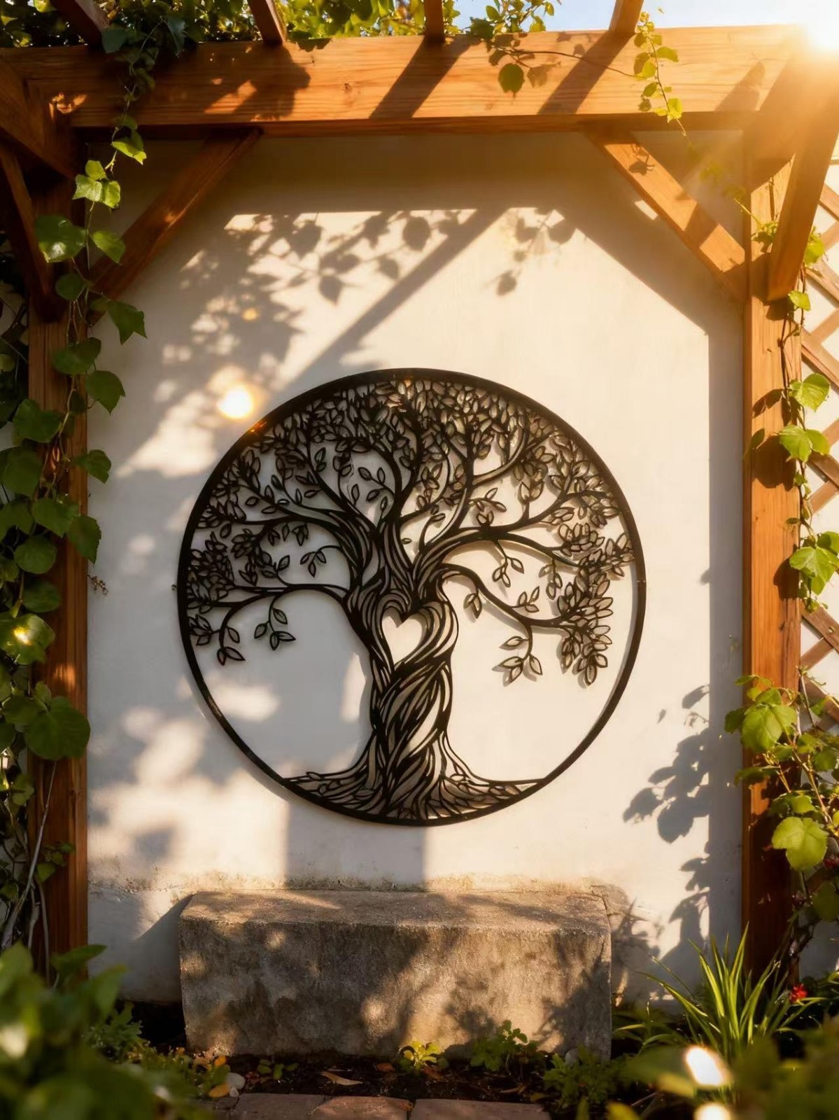 Tree Of Life Metal Wall Hanging Mural, Large Metal Tree of Life Design Wall Art