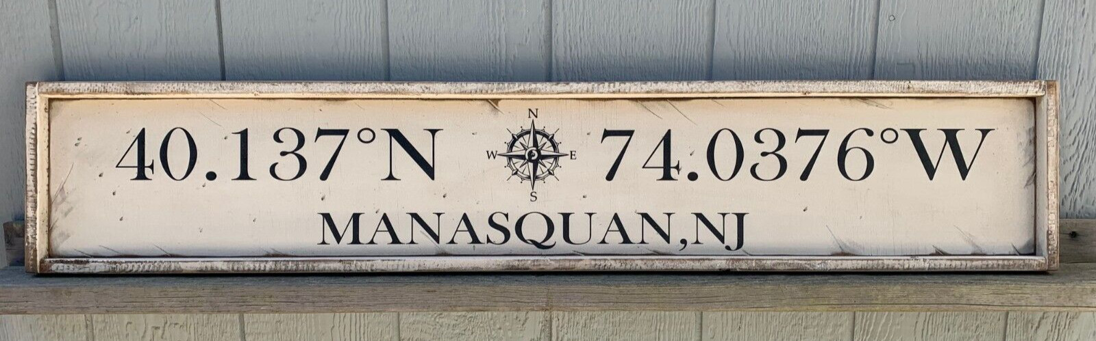 Rustic Nautical Coordinates Wooden Sign Home Decor Sign Framed – 8″x48″ Custom