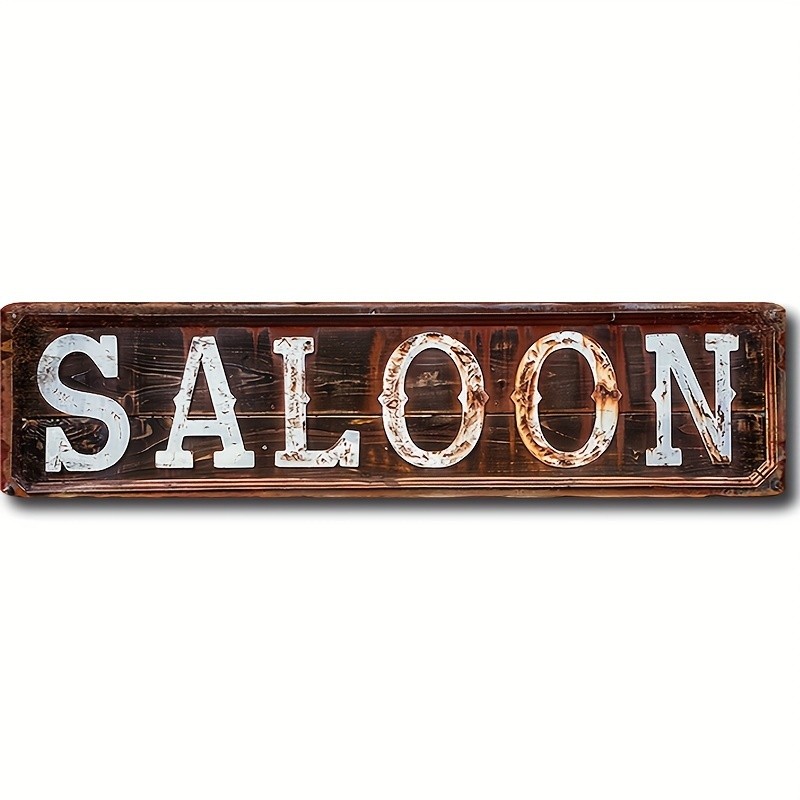 Saloon Distressed Rust Metal Sign Western Bar Man Cave Wall Decor Tin Plaque