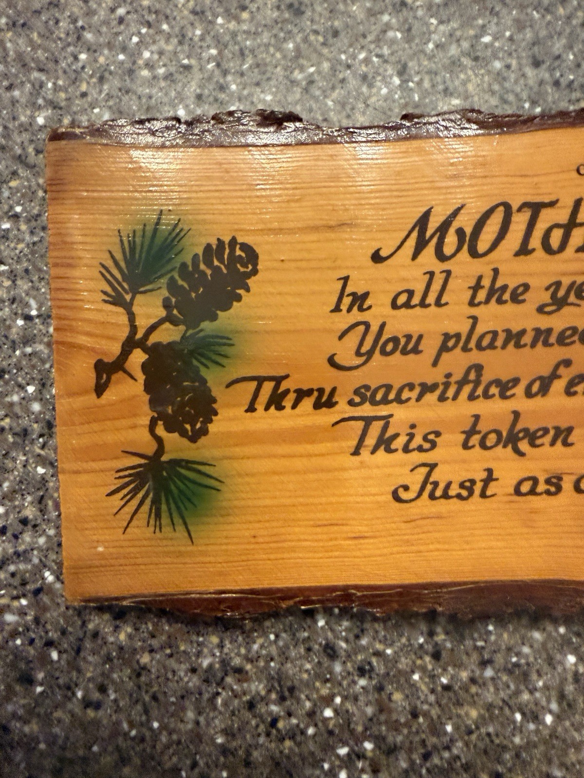 VTG Rustic Handcrafted Mother and Dad Plaque Sign Souvenir CherryVally NY9.5”x4”