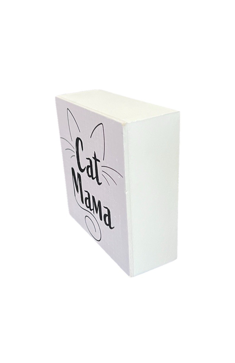 Cat Mama Wood Sign Free Standing Tabletop Desk Home Decor Plaque Pet Supplies