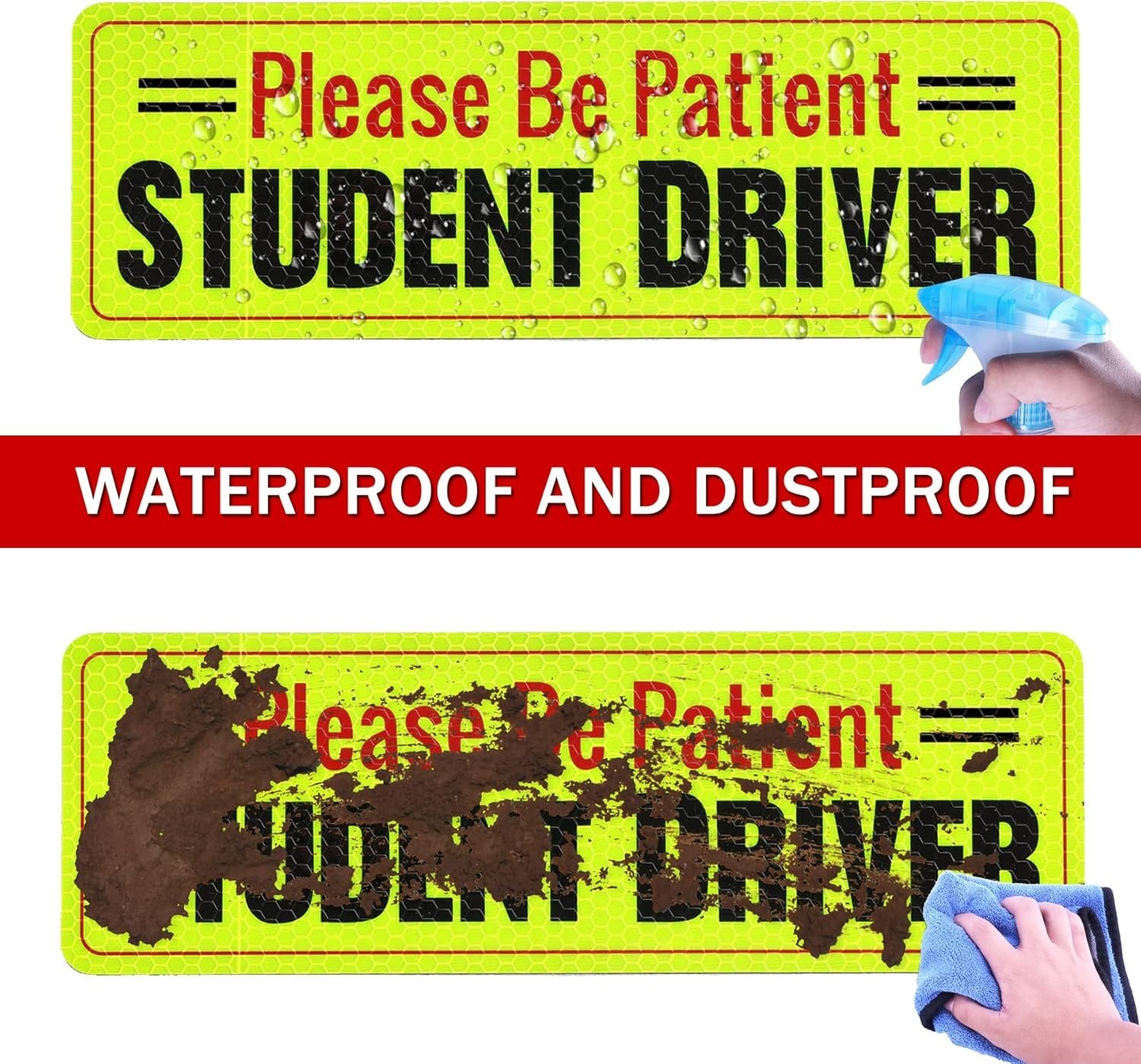 Student Driver Magnet – Please Be Patient, Magnetic Sign, 3Pcs Reflective Novice