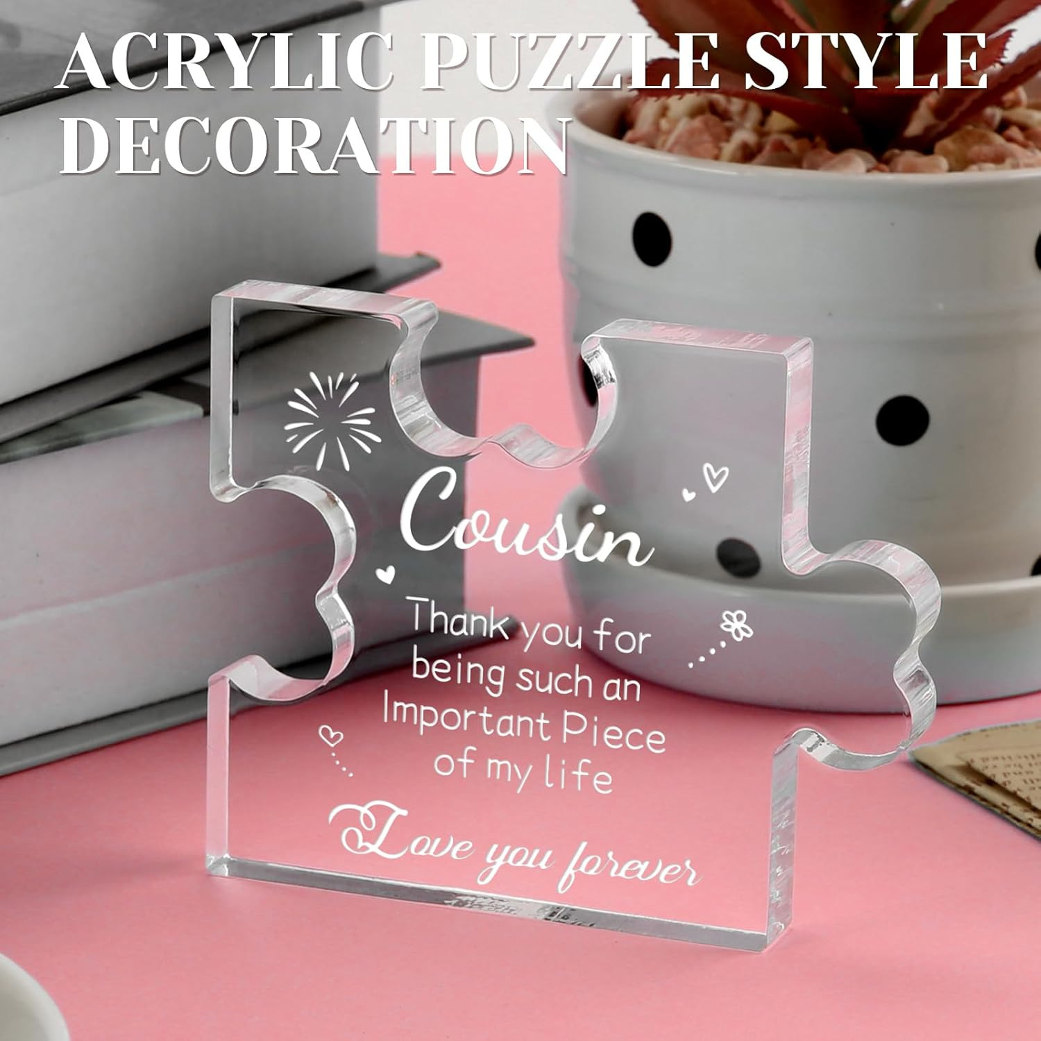 Funnli Cousin Gifts for Women Acrylic Plaque – Mothers Day Graduation Christmas
