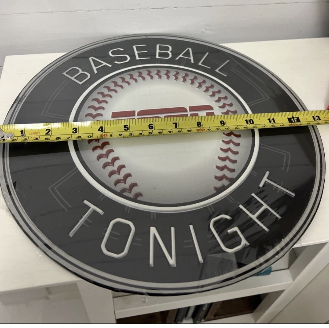 13” ESPN Baseball Tonight Round Metal Sign Wall Decor 2013 Hobby Lobby Man Cave