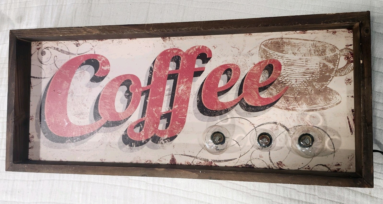 Light Up Coffee Sign With Three Night Light Bulbs Included Plus Rotary Switch